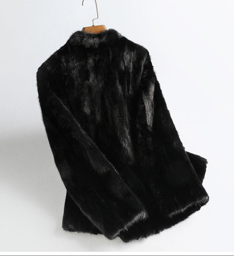 Aveline Noir Mink Coat in Black, luxurious faux fur design for elegant winter wear