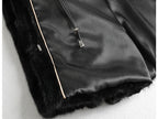 Aveline Noir Mink Coat in sleek black with luxurious fur inner lining and elegant zip details
