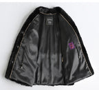 Inside view of Aveline Noir Mink Coat featuring luxurious lining and detailing for a stylish look