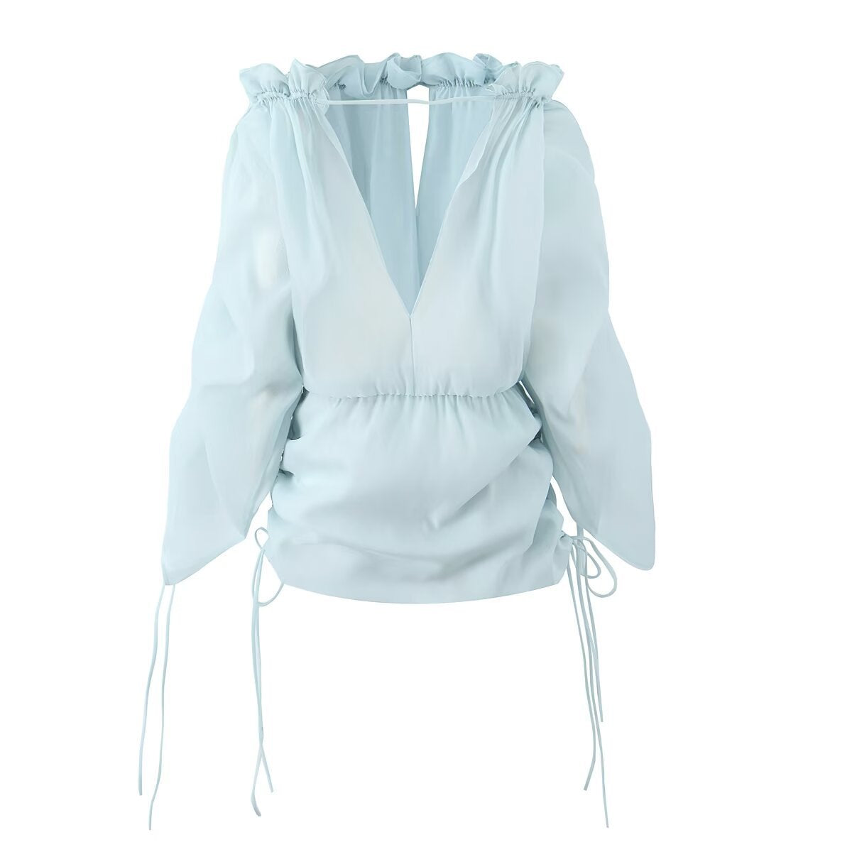 Close-up of the open back detail of the AM Vision Backless Mini Dress