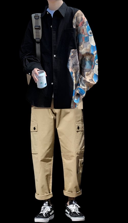 AM Vision RO Bear Print Shirt with Unique Design and Casual Style for Everyday Outfits
