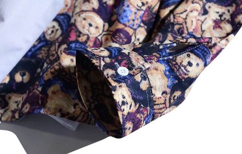 Colorful Bear Print Shirt featuring playful teddy bear designs on a stylish fabric