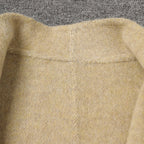 Beige Wool Coat With Wrap Belt, Soft Texture showing the collar and inner lining for a cozy fit.