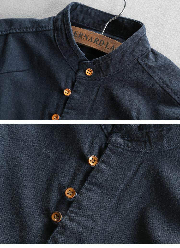 Navy Blue Minimalist Design Shirt with Classic Button Detail and Casual Collar