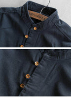 Navy Blue Minimalist Design Shirt with Classic Button Detail and Casual Collar