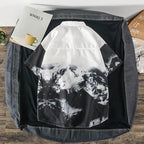 Cămașă cu imprimeu alb-negru cu design abstract, mâneci scurte, stil casual de la AM Vision RO