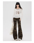 Trendy camouflage flare pants with a stylish fit for a fashionable casual look