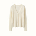 AM Vision RO Cashmere Lace Cardigan in Cream with Soft Ribbed Texture and Button Front Closure