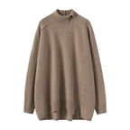AM Vision RO Soft Brown Cashmere Turtleneck Sweater for Women with Relaxed Fit