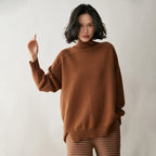 AM Vision RO cashmere turtleneck sweater for women in warm brown, perfect for cozy outfits