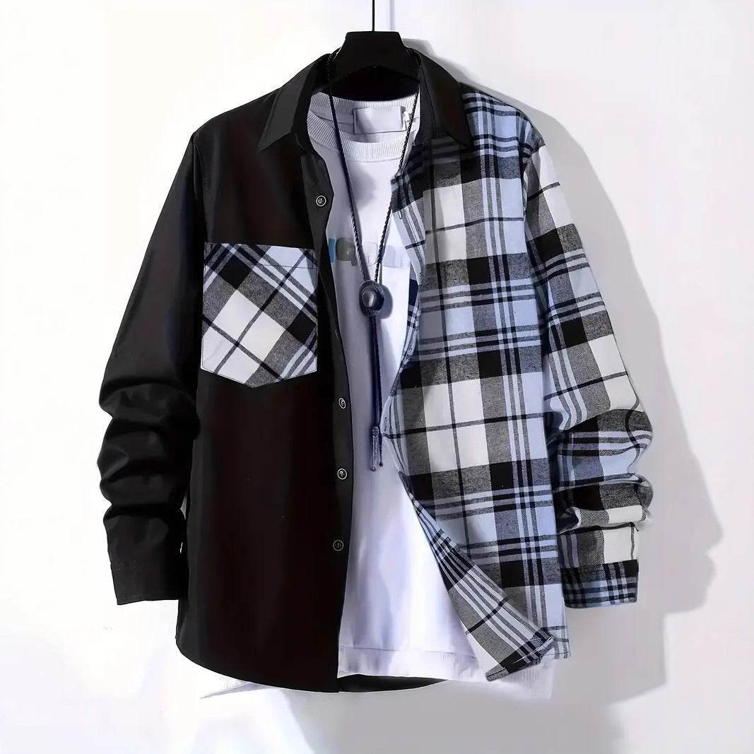 AM Vision RO Casual Checkered Shirt with unique color block design and stylish patterns