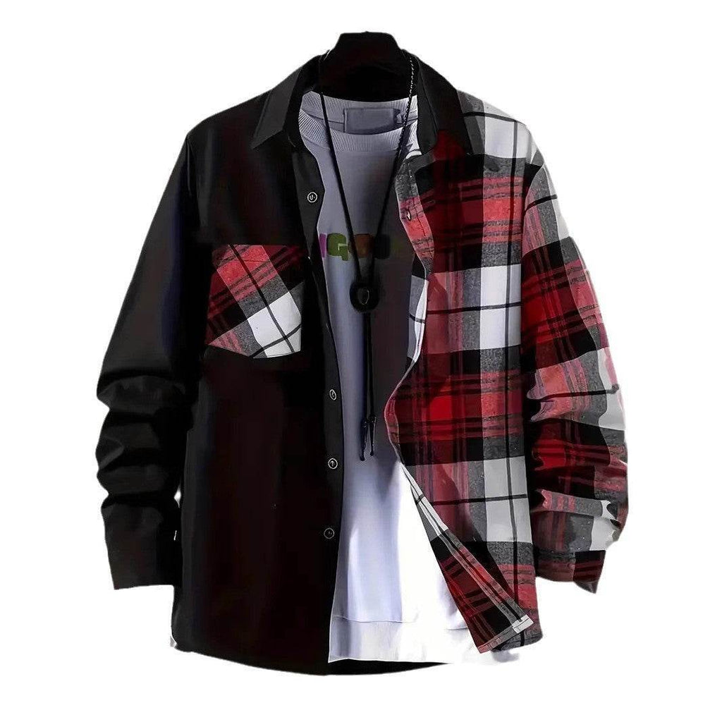 AM Vision RO Casual Checkered Shirt in black and red with a stylish design and button-up front