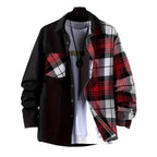 AM Vision RO Casual Checkered Shirt in black and red with a stylish design and button-up front