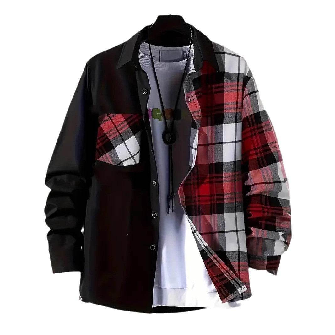 AM Vision RO Casual Checkered Shirt in black and red with a stylish design and button-up front