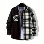 AM Vision RO Casual Checkered Shirt featuring a stylish black and white design with contrasting patterns