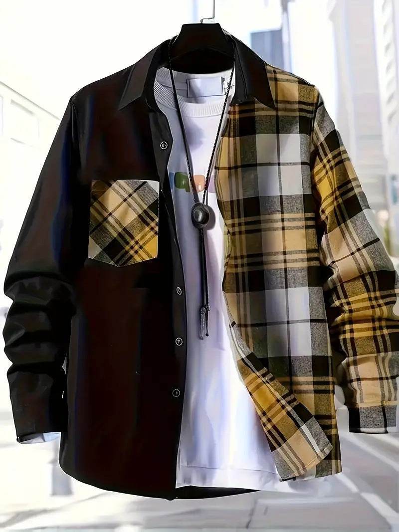 AM Vision RO Casual Checkered Shirt with contrasting colors and plaid pattern for stylish casual wear