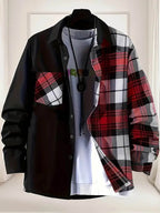 AM Vision RO Casual Checkered Shirt in Red and Black with Two Front Pockets and Stylish Design