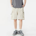 Beige AM Vision RO Casual Shorts with Multiple Pockets for Everyday Wear and Comfort