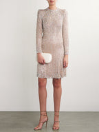AM Vision RO Celestia Embellished Mini Dress with Long Sleeves and Sparkling Sequin Detail