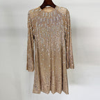 AM Vision RO Celestia Embellished Mini Dress with shimmering details and stylish long sleeves