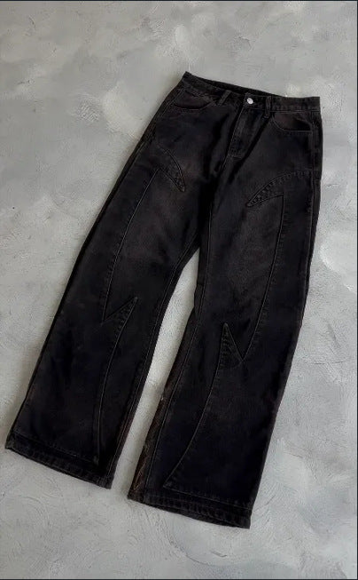 Celestial Force Black Jeans with unique design and relaxed fit for stylish casual wear