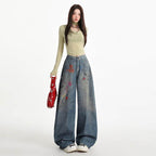 AM Vision RO Cherry Wide Pants with Digital 3D Print in a stylish casual outfit