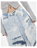 Cloud Wash High Street Wide Leg Jeans with Distressed Details for a Trendy Look