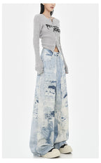 AM Vision RO Cloud Wash High Street Wide Leg Jeans in light blue with a relaxed fit and stylish look