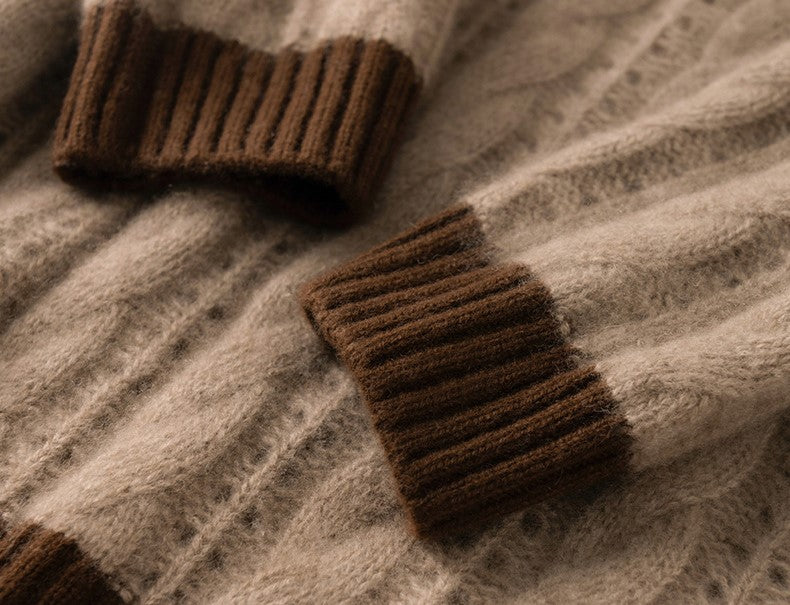 Close-up of Cloud Weave Cashmere Crochet Sweater showing fine knit and ribbed cuffs