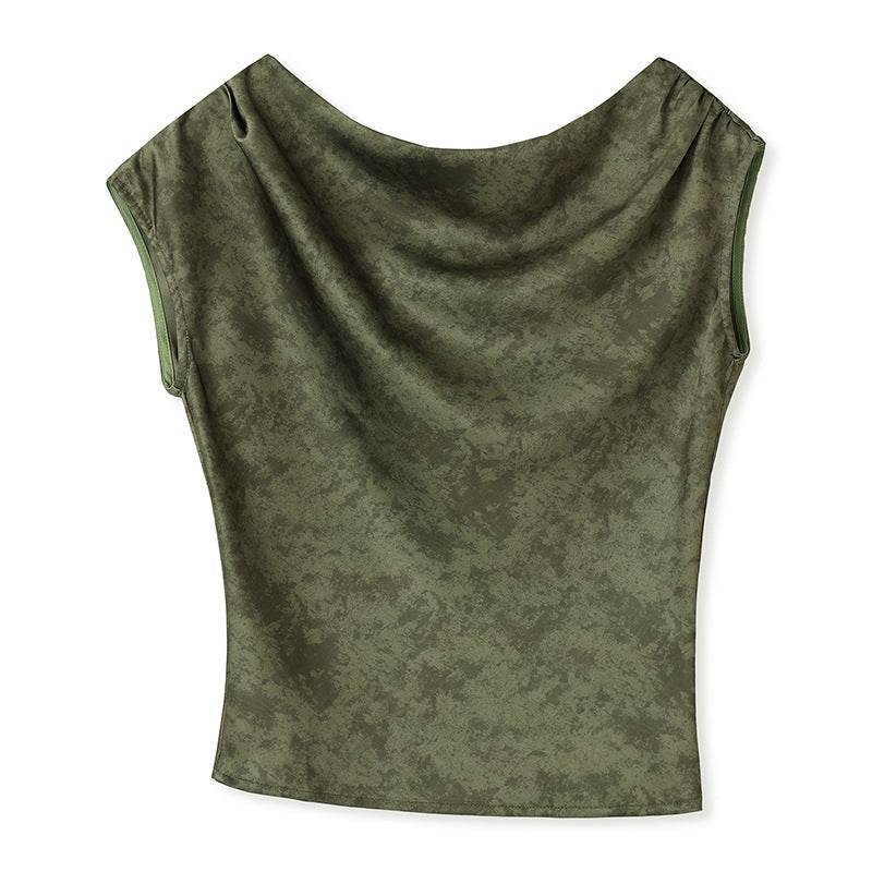 Top verde de dama simplu elegant parte din costum de femei din doua piese