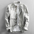 Light Gray Cotton and Linen Shirt with Button Front and Casual Style for Relaxed Outfits