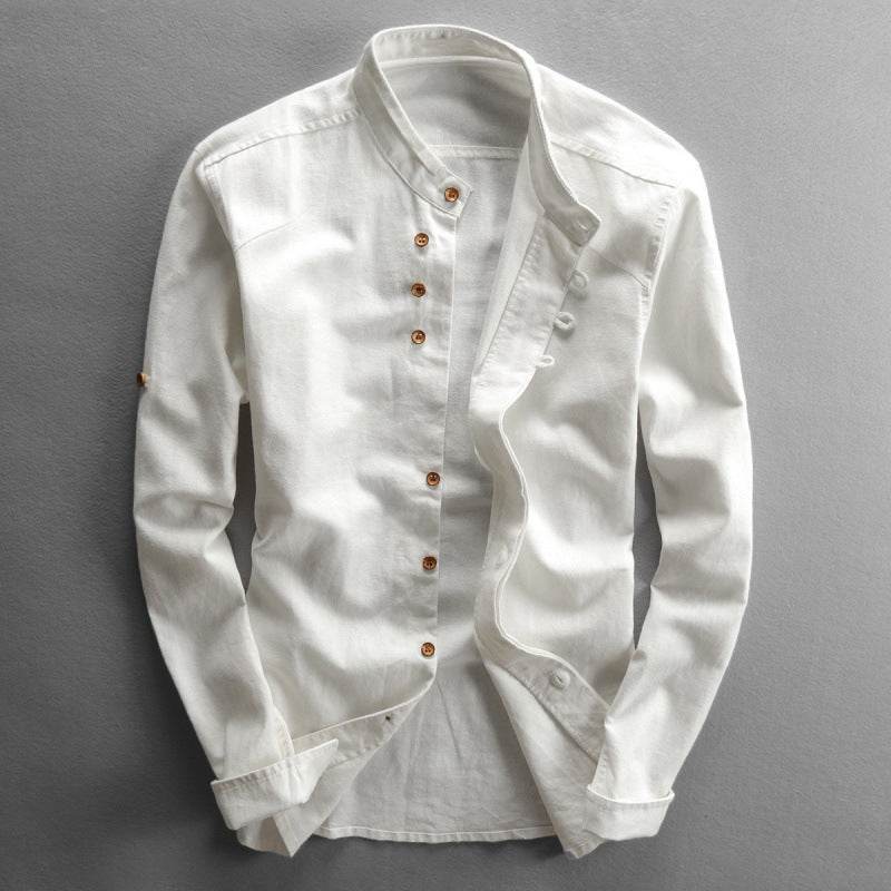 AM Vision RO Stylish Cotton and Linen Shirt with Button Closure in Light Color