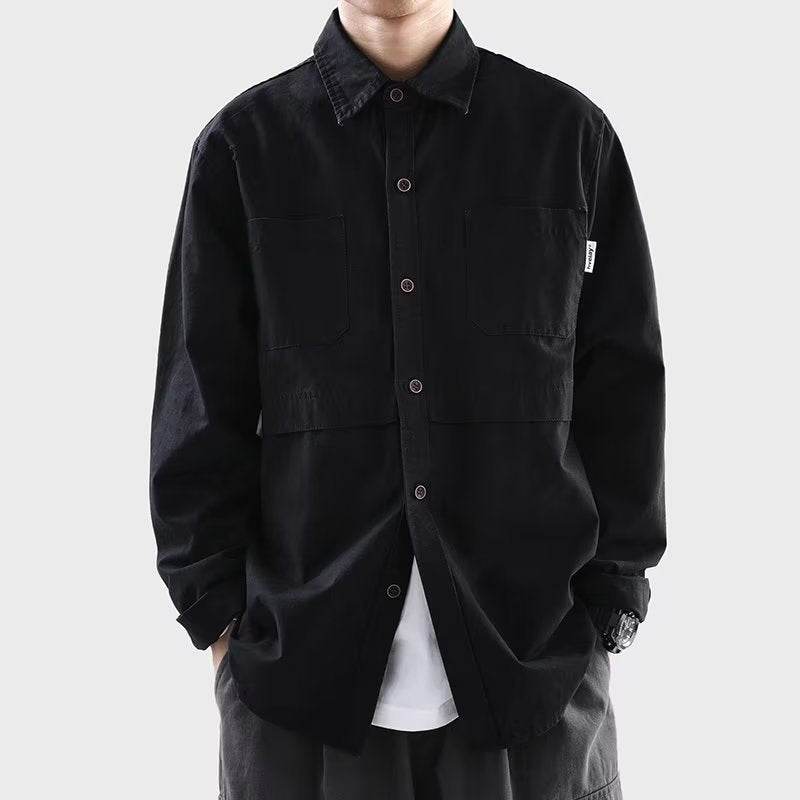 Stylish AM Vision RO Black Cotton Cardigan with button-up front and chest pockets for casual wear
