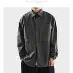 AM Vision RO Oversized Cotton Cardigan in Dark Gray with Two Front Pockets and Button Closure