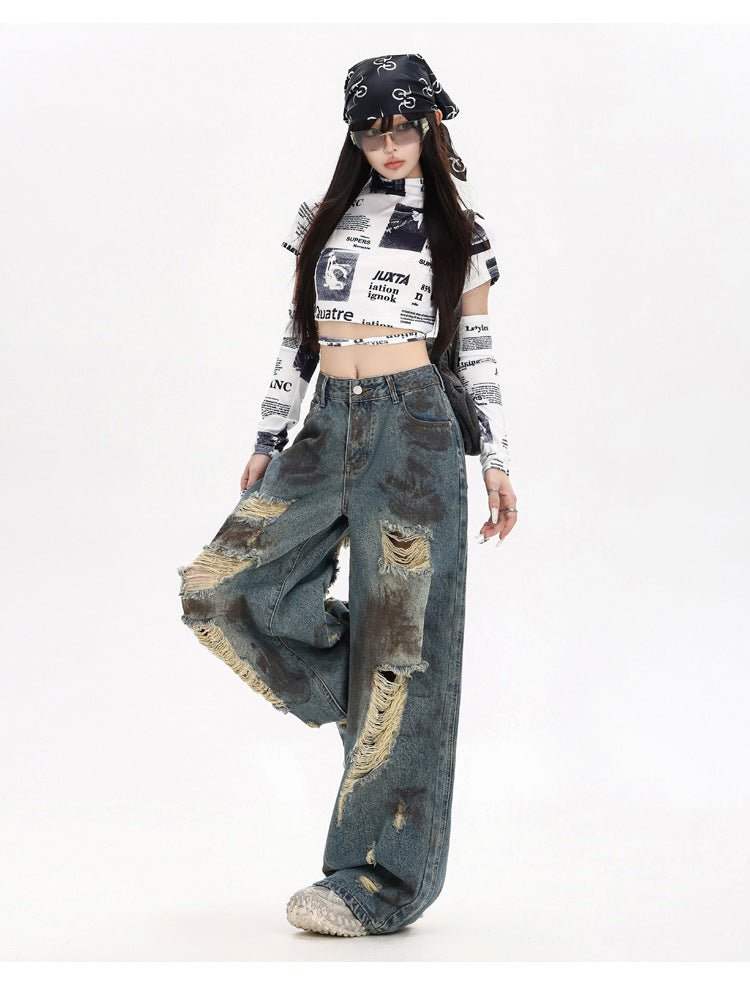 Destroyed Flared Jeans by AM Vision RO showcasing a trendy distressed design for a stylish look
