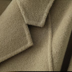 Close-up of a Double-Faced Wool Velvet Coat texture showcasing soft fabric and tailored details