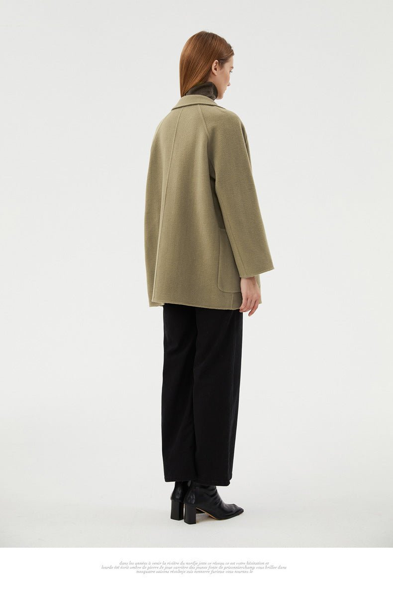 Close-up Faced Wool Velvet Coat showing detailed craftsmanship and buttons