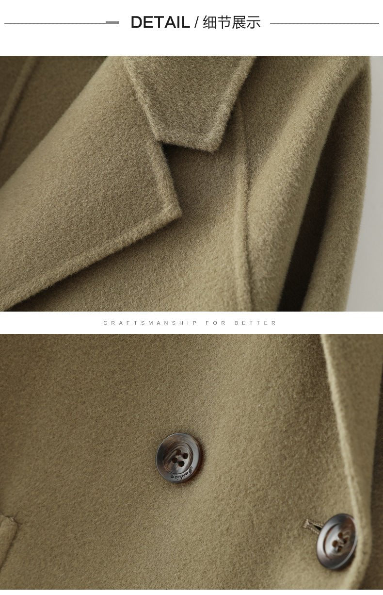 Close-up of Double-Faced Wool Velvet Coat showing detailed craftsmanship and buttons