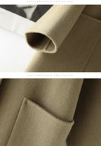 Close-up of AM Vision RO Double-Faced Wool Velvet Coat showcasing soft texture and tailored sleeve detail