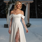 Ethereal One Shoulder Lace Trail Wedding Gown