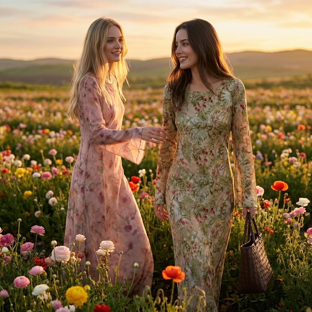 Mulberry Silk Dress / Artistic Prints