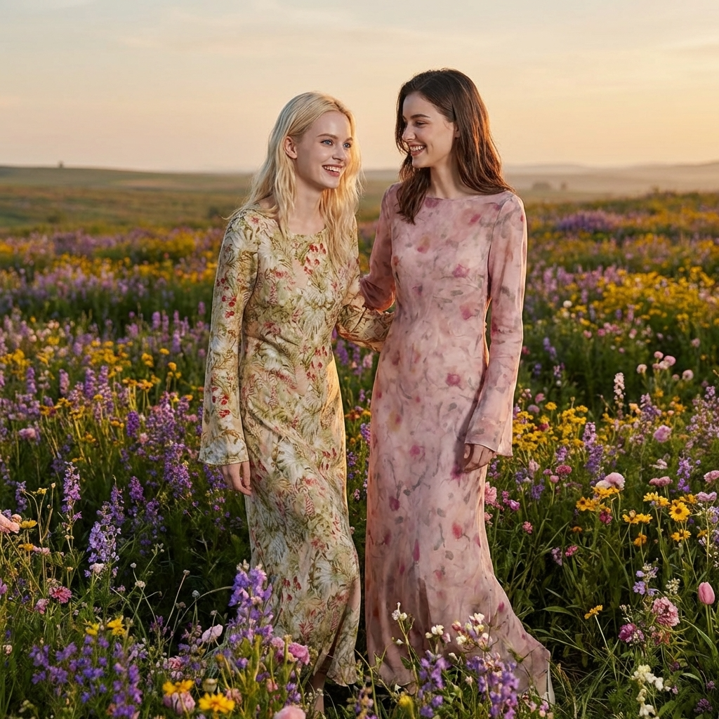 Mulberry Silk Dress / Artistic Prints