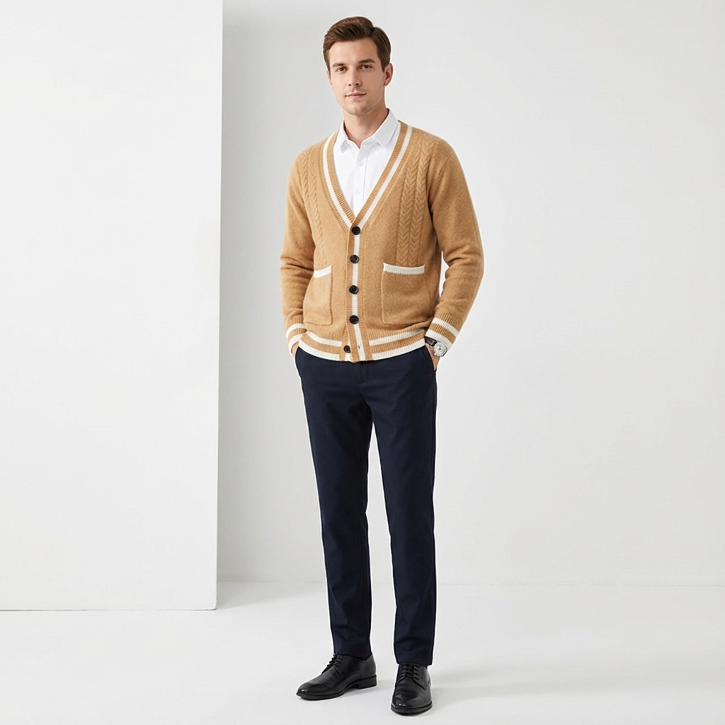 V Neck Wool Cardigan With Double Pocket Urban Layer