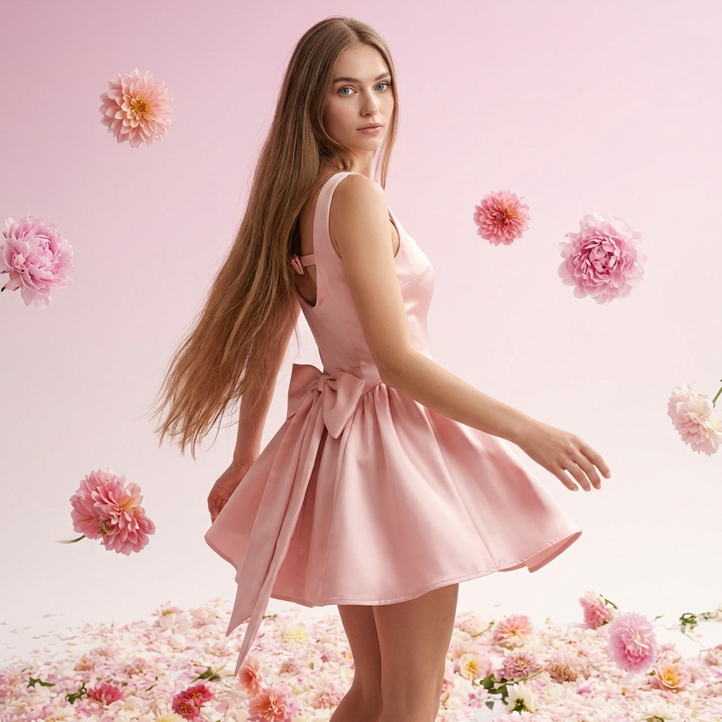 Pink Lotus Bow Princess Dress