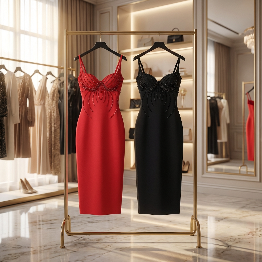 Sexy Bandage Beaded V-Neck Party Dress