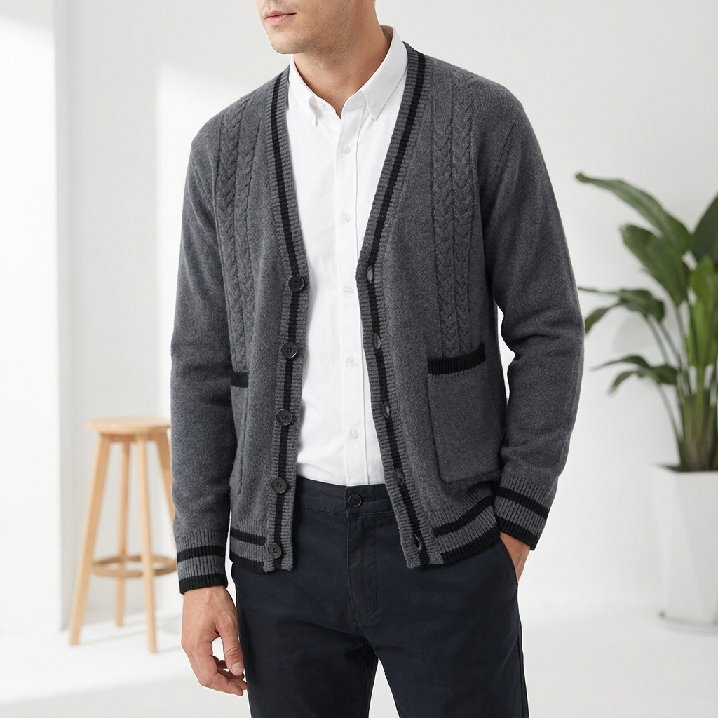 V Neck Wool Cardigan With Double Pocket Urban Layer
