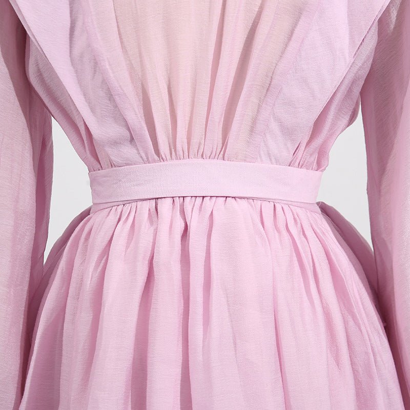 Pink AM Vision RO Dress with Asymmetric Design and Cut-Out Details for a Stylish Look
