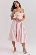 AM Vision RO Dress with Minimalist Design in Soft Pink Featuring a Flared Skirt and Adjustable Straps