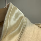 Close-up of Elara Wool Coat Cashmere X Mulberry Silk showing luxurious fabric and satin sheen