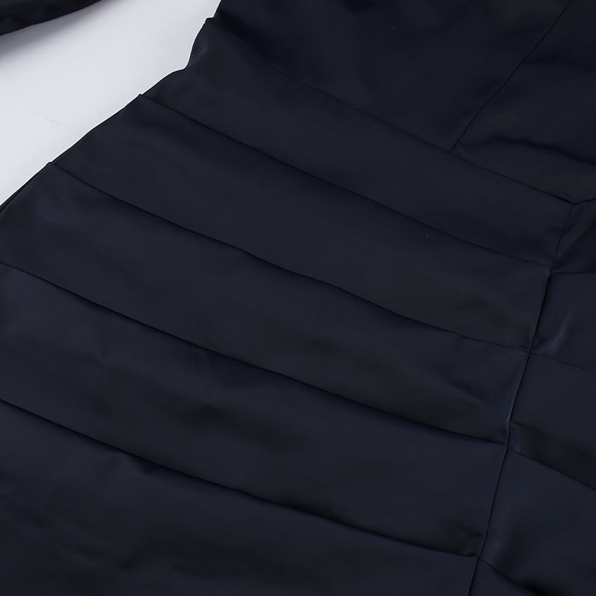 Elegant Bell Sleeve Dress in dark color with a fitted silhouette and stylish bell sleeves